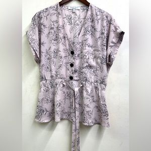 NWOT Sweet Rain apparel pink/black contemporary floral top - Size XL